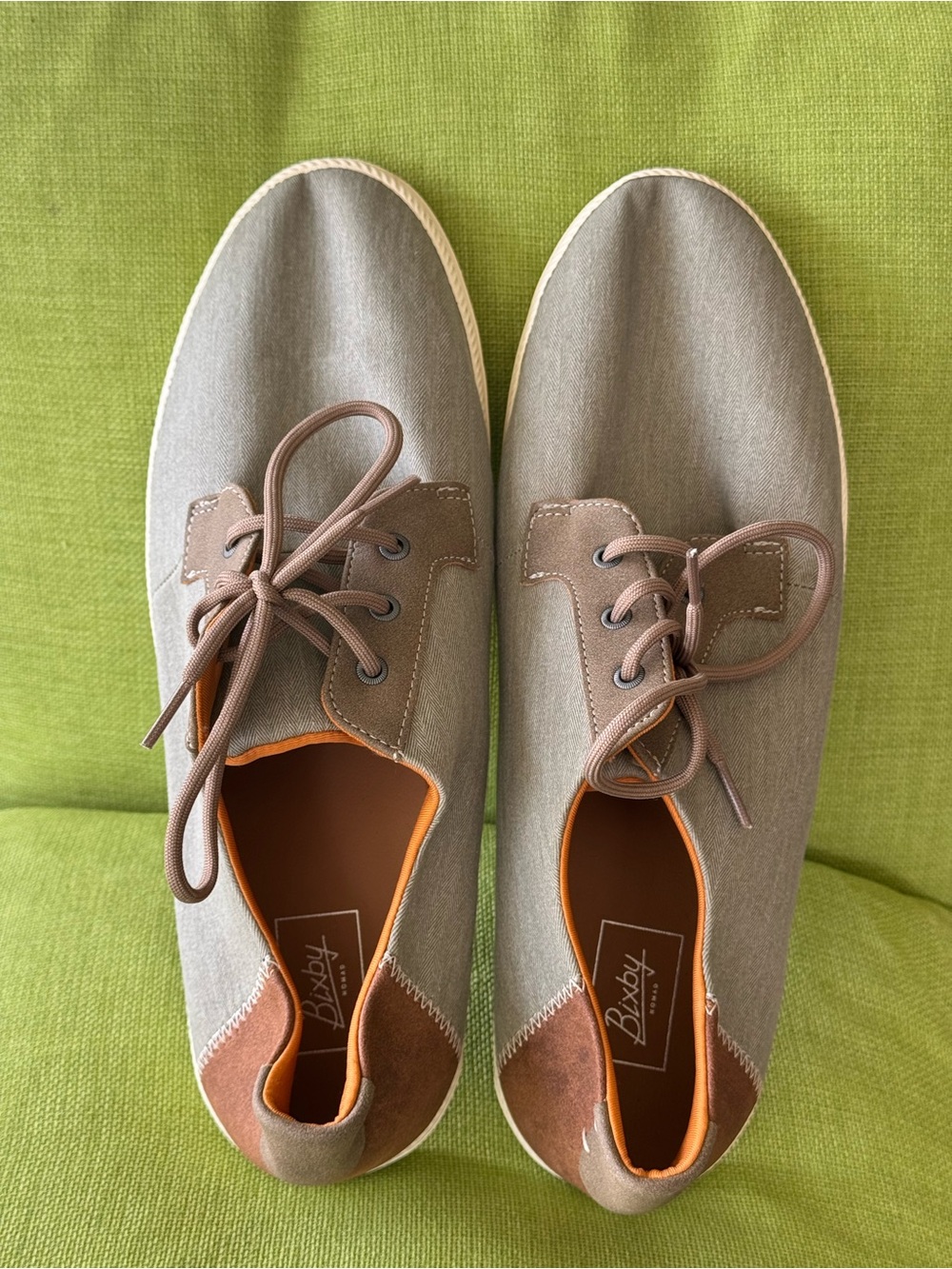 Men's Boat Shoes in Taupe with Brown Suede Accents